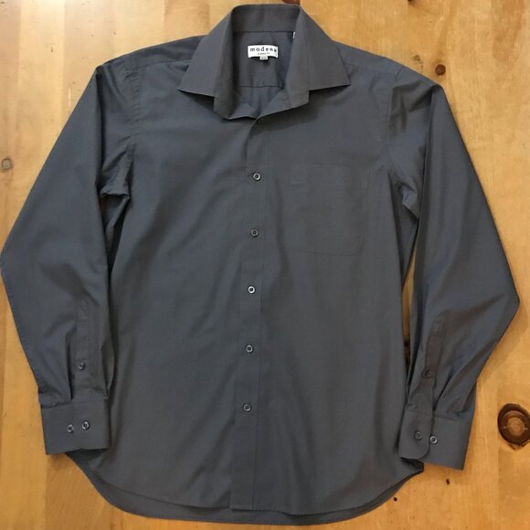 Modena Classic Fit Men’s Grey Dress Shirt 15.5/34–35 - Picture 1 of 4